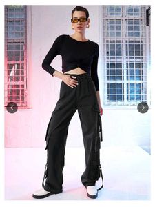 Trendy Black Cargo Jeans - High Rise Straight Fit