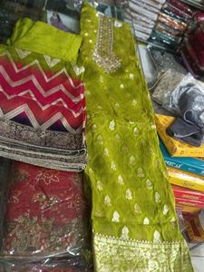 Green & Red Salwar Kameez