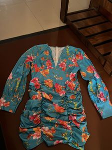 Floral Print Ruched Mini Dress