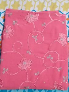 Beautiful Peach Georgette Saree With Thread Work.