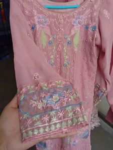 Pakistani Pink Embroidered Kurta Set