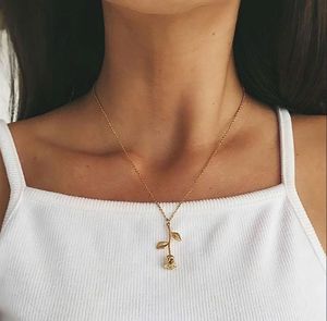 Golden Rose Pendant Necklace