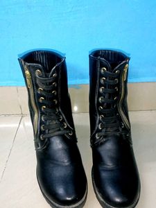 Black Lace-Up Ankle Boots