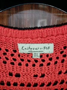 Orange Crochet Top Blouse