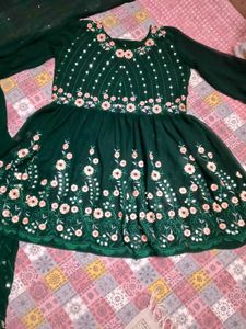 Emerald Green Floral Embroidered Sharara