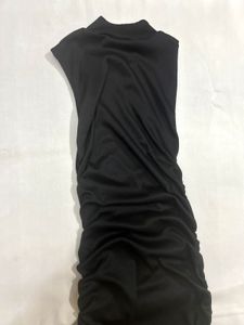 Black Ruched Bodycon Midi Dress