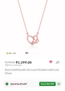 Giva Real Silver Rose Gold Heart Combo Set