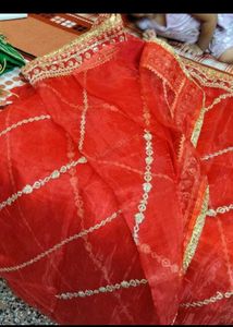Elegant Red &amp; Gold Embroidered Saree