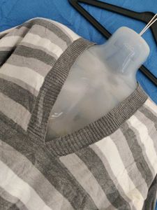 Striped V-Neck Sweater Top