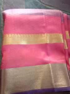 orange & royal blue Saree