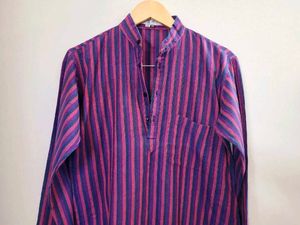 Khadi Striped Purple Kurta