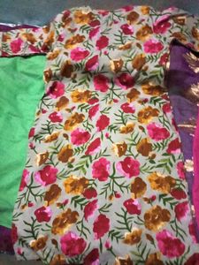 GentlyUsed RaniPinkFloral Print Jute kurti+Bottom