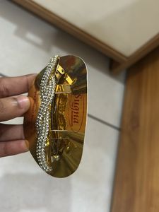 Premium Golden Hair Clip With Stones