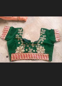 Green Embroidered Saree Blouse