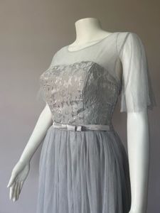 GREY PREMIUM TULLE-lace gown