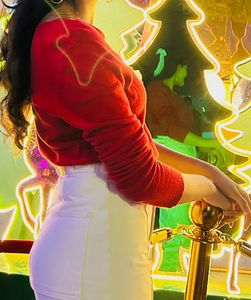 Red Long Sleeve Knit Top