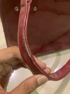 Burgundy Patent Leather Tote Bag