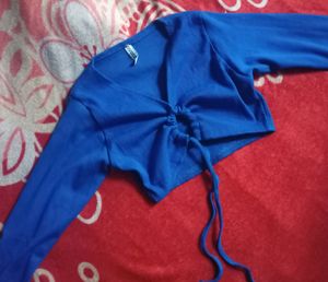 h&amp;m Basic Blue Crop Top