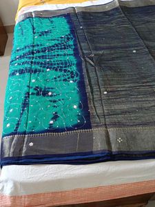 Georgget Daily Wear Saree, Green With black border
