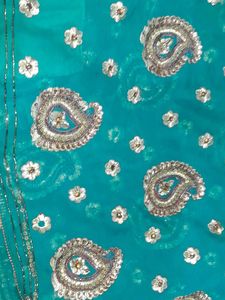 Elegant chiffon fabric festive sea green coloured