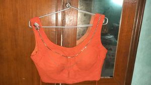 Orange Embellished Blouse