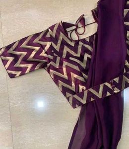 Purple Blouse with Gold Pattern