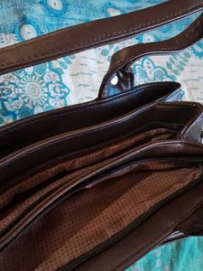Never Used Brown Geometric Patterned Handbag