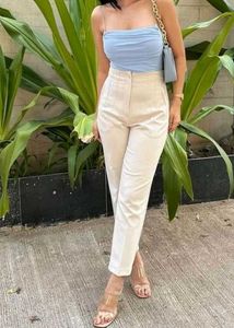 Beige High Waisted Dress Pants
