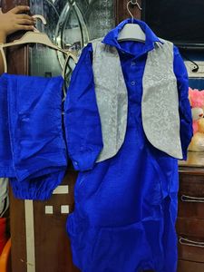 Blue Kurta Pajama With 🤍Jecket For 6 Year Old Boy