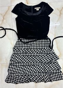 Vintage Velvet & Houndstooth Mini Dress