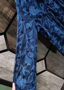 🌿✨ Elegant Blue Sheer Floral Top ✨🌿