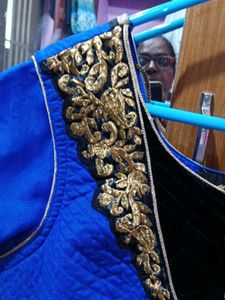 New One Elegant Blue &amp; Gold Anarkali Dress