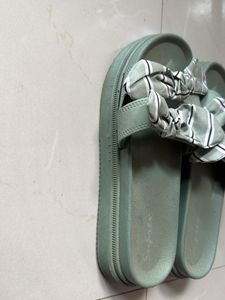 Cute Striped Bow Slides