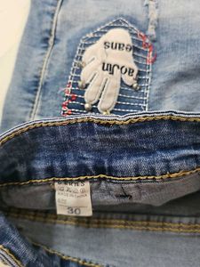 Distressed Denim Skorts