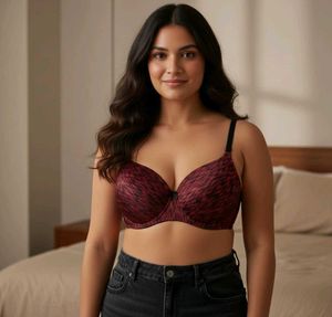 Patterned Maroon Bra