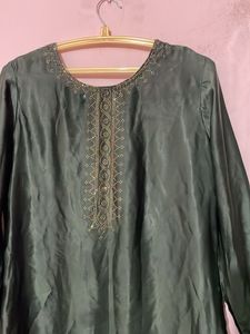 satin green new kurta