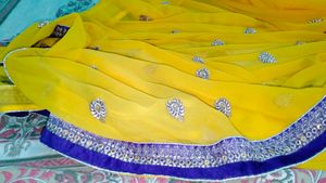 💥Yellow 💛 with Purple 💜 Border Saree