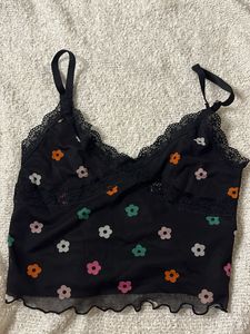 Floral Lace Trim Cami Top