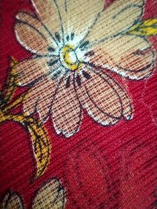 Red Floral Print Saree