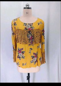 New Mustard Floral Print Top