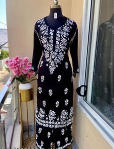 Black Embroidered Kurti Set