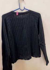 Black Open Knit Sweater
