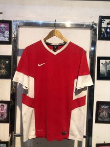 Vintage Nike Dri-FIT Soccer Jersey - Red &amp; White