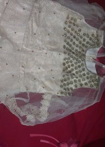 Cream Gown With Top Layer Work Of Stones