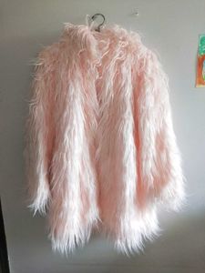 Pink Fur Coat with Cap