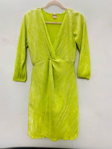 Metallic Neon V Neck Party Dress