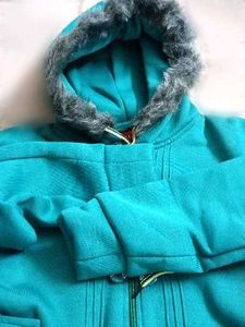 Stylish Teal Fur Hooded Jacket