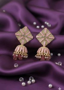 Pink Jhumka Earrings