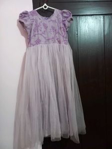 Lilac Floral Embroidered Tulle Dress
