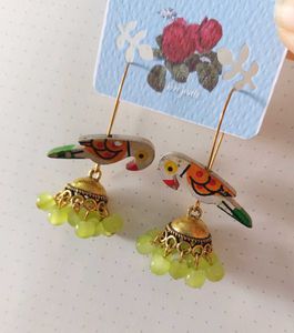 Tota Parrot Jhumka Earring Ethnic Contemporary